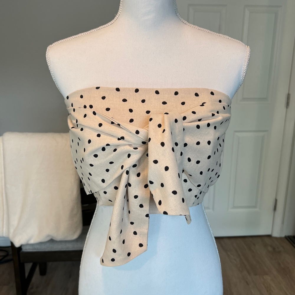 Minkpink Tie Front or Back Polka Dot Bodice Tube Top - Size S